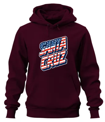 Immagine prodotto di Bandiera di Santa Cruz, USA, California, per skater e surfisti, felpa con cappuccio, colore bordeaux, taglia S