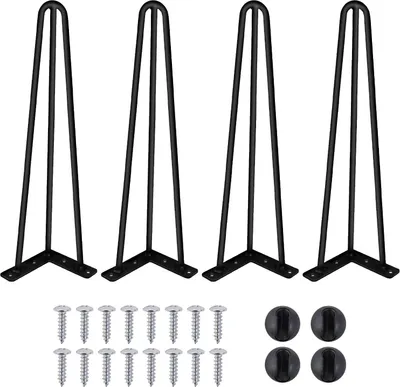 Produktbild von Metall Möbelfüße - Hairpin Tischbeine 40 cm - 3-stabiges Design - 4er Set - Für Bänke und DIY Tische