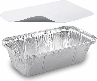 Produktbild von 50x Alu-Servierschalen Menüschale inkl Deckel 690ml 201x109x49mm