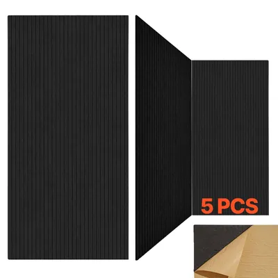 Image de VEVOR Panneau Acoustique, Lot de 5, Mousse Acoustique Mural Autocollant 120 x 60 x 1 cm Panneaux Insonorisants Fibre de Polyester Haute Densité, Isolation Phonique pour Maison, Studio, Bureau, Noir