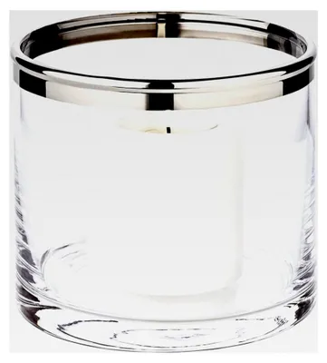 Produktbild von Windlicht Molly, Höhe 10 cm, Durchmesser 11,5 cm, mundgeblasenes Kristallglas mit Platinrand - Teelichthalter für Maxi-Teelicht