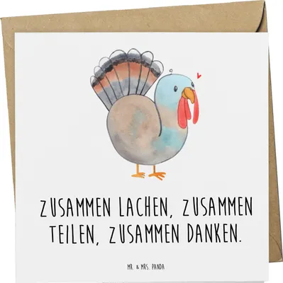 Produktbild von Mr. & Mrs. Panda Grußkarte Erntedankfest Freude - Weiß - Geschenk, Geschenke, Glückwunschkarte, traditionelle Speisen, Feiertagsfeiern, Events, Herbst, faltkarte