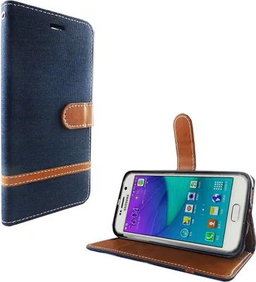 Produktbild von Tasche für Samsung Galaxy S6 Jeans Cover Handy Schutz Hülle Case Dunkelblau