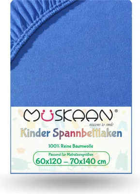 Produktbild von Jersey Kinder Spannbettlaken 60x120 cm - 70x140 cm Royal Blau | 100% Baumwolle