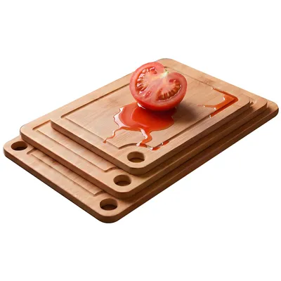 Produktbild von MinteLiv Schneidebrett Holz 3er Set Bambus Frühstücksbrettchen 1cm Leicht
