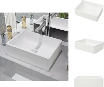 Immagine prodotto di vidaXL Lavabo in Vetroceramica bianca 41 x 30 x 12 cm - Lavabo da bagno