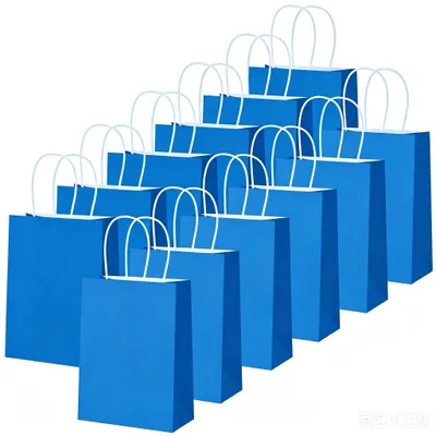 Zdjęcie produktu dla Papirowe torby prezentowe w kolorze królewskim błękicie, o wymiarach 21 x 15 x 8 cm, zestaw 12 sztuk, idealne na specjalne okazje