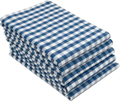 Produktbild von 5et Set Geschirrtücher 100% Baumwolle in 50x70 cm, saugstark Küchentücher in blau kariert
