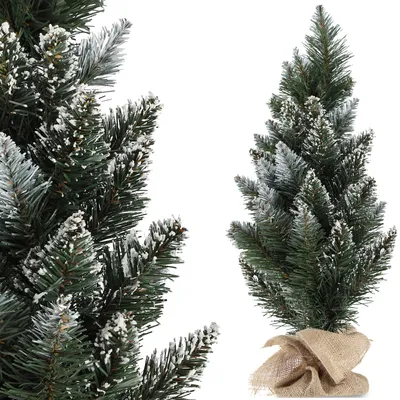 Immagine prodotto di KADAX piccolo albero di Natale artificiale da 60 cm, albero di Natale decorativo, pino innevato in plastica PVC