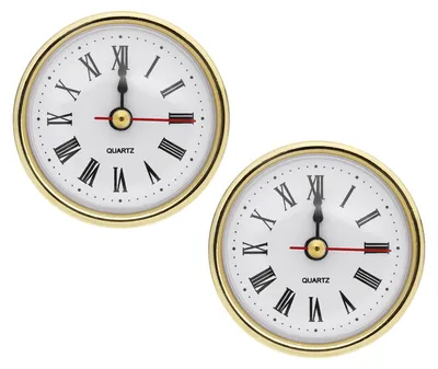 Quarzuhren-Einsatz 65 mm, 2 Stück, goldfarben, römische Ziffern