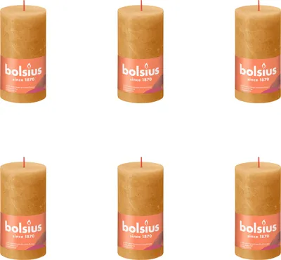 Produktbild von Bolsius - Rustikale Stumpenkerze - 130/68 - 1 Stück pro Packung - Wabengelb - Vorteilspack - 6 Stücke