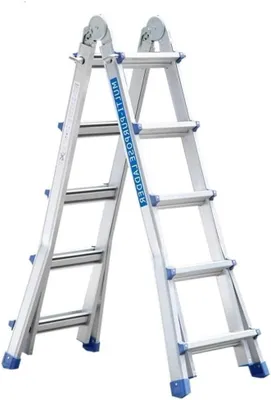 Zdjęcie produktu dla Drabina składana - Drabina teleskopowa - Do prac domowych - Regulowana i stabilna - 5,1 metra - Aluminium
