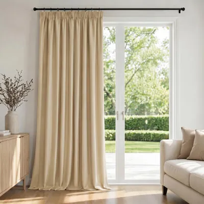 Verdunkelungsvorhang mit Faltenband, 140x145 cm, Sandbeige
