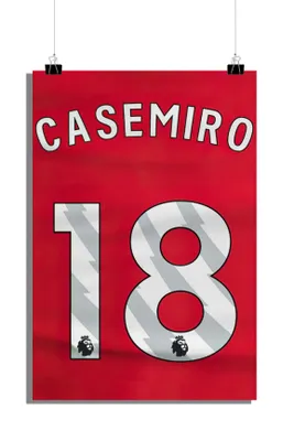 Produktbild von Casemiro Poster - Fußball Poster - Manchester United Trikot Poster - 61x91cm - Perfekt zum Einrahmen