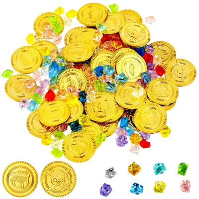 Piratenschatz-Set: 150 Edelsteine & Goldmünzen