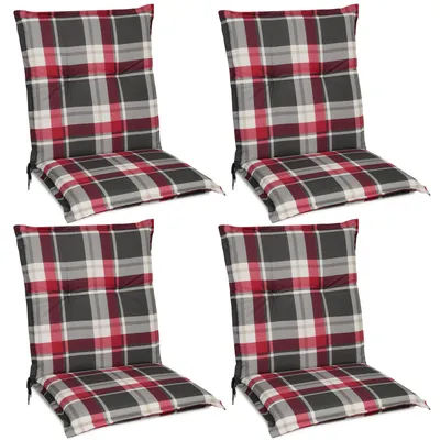 Produktbild von Beautissu 4er Set Sunny RK Niedriglehner Auflagen 100x50 cm in Bordeaux Kariert