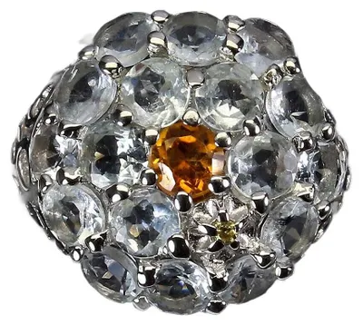 Produktbild von Ring aus 925er Silber mit Saphir, Aquamarin und Zitronensaphir, Ringgröße 16,5