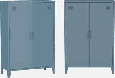 Produktbild von sweeek - 2er-Set Kommoden/Schränke aus Metall mit 2 Türen - Graublau