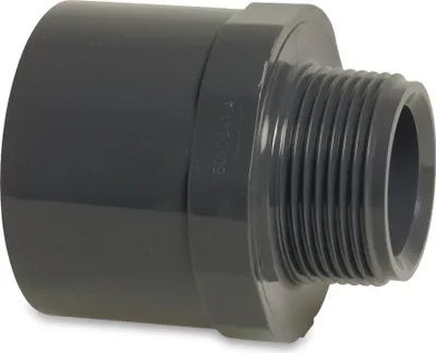 Produktbild von Mega Übergangsnippel PVC-U 50/63 mm x 1 1/4 Zoll Klebemuffe/Klebestutzen x Außengewinde 10 bar, grau