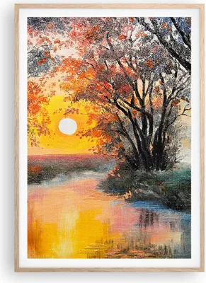 Produktbild von Gerahmtes Poster - Rahmen in heller Eiche - Fluss Sonne Bäume - 70x100 cm - Wand Bild - Wanddeko - Wandbilder - Wandposter - Bilderrahmen - Bilder - Kunstdruck - Wandbild - P2NPA70x100-4190