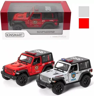 Produktbild von Jeep Wrangler Polizei- und Feuerwehrmodell 1:34 – Kinsmart