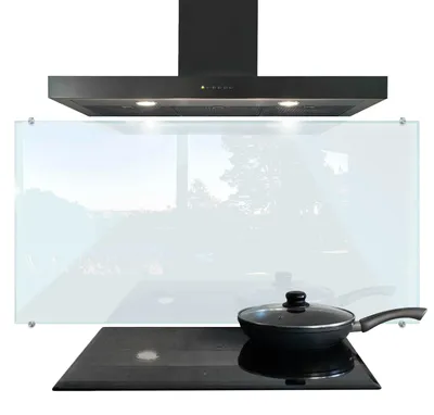 Produktbild von Herdabdeckplatte – Spritzschutz Glasplatte – Küchenrückwand – Schutzwand – Transparent – Hitzebeständig – 120x60 cm