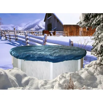 Produktbild von Interline Winterabdeckung Ø 3,60 m, Poolabdeckung, Überirdischer Pool, Rund, Blau, Silber, PVC, 3,6 m
