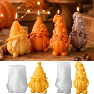 Image de Moules en silicone "Lutin 3D" pour décoration automnale et fabrication de bougies (lot de 2)