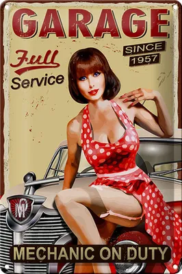 Produktbild von Blechschild Pinup 20x30cm Retro full Service mechanic Auto