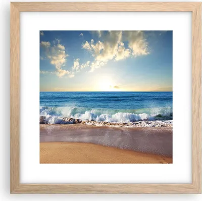 Produktbild von Gerahmtes Poster - Rahmen in heller Eiche - Meer Ufer Wasser - 30x30 cm - Wand Bild - Wanddeko - Wandbilder - Kunstposter - Wandposter - Bilderrahmen - Bilder - Kunstdruck - Wandbild - P2NAC30x30-3551
