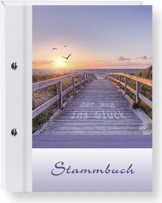 Produktbild von Stammbuch der Familie Glücksweg bunt Stammbücher A4 Familienstammbuch Trauung Stammbaum Maritim Strand Hochzeit Meer