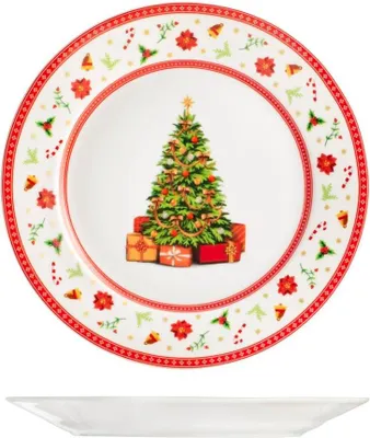 Produktbild von Set mit 12 eleganten H&H Weihnachts-Obsttellern, 20 cm
