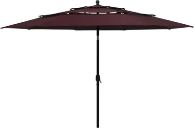 Produktbild von Sonnenschirm mit Aluminium-Mast 3-lagig Bordeauxrot 3,5 m