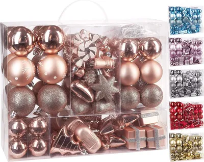 Produktbild von Brubaker 77-teiliges Set Weihnachtskugeln Christbaumschmuck Roségold/Silber