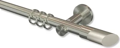 Produktbild von Interdeco Gardinenstange, Vorhangstange Edelstahl-Optik Modell Platon Verano, 20 mm Ø 1-läufig, 440 cm (geteilt)