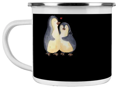 Produktbild von Mr. & Mrs. Panda Emaille Tasse 12. Hochzeitstag Nickelhochzeit - Schwarz - Geschenk, Teetasse, Kaffeepott, Geschenke, Pott, Spruch, einzigartige Accessoires, becher, Ehe
