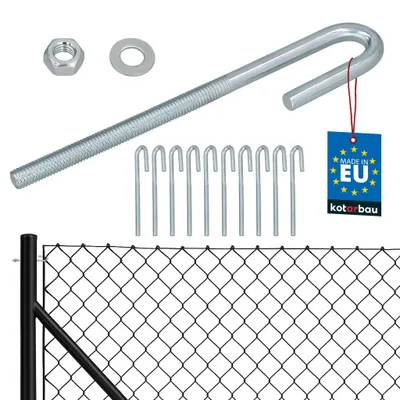 Image de KOTARBAU® Lot de 10 Tendeur Grillage M8 Tendeur Cable Clôture Acier Galvanisé Crochet Fileté avec Écrou et Rondelle Tendeur Fil de Fer Argenté Ouvert