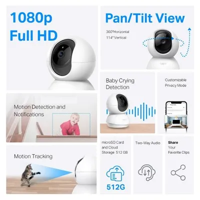 Produktbild von TP-Link Tapo C200C domácí/indoor kamera, (2MP, Full HD 1080p, IR 12m, WiFi, microSD)