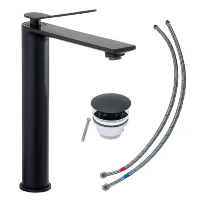 Produktbild von SCHÖNER WOHNEN-Kollektion Waschtischarmatur VIOLA L, Mattschwarz, Wasserhahn geeignet für Aufsatzwaschbecken in Ihrem Bad