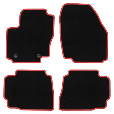 Productafbeelding van Velours automatten voor Ford Mondeo MK4 2007-2012 (liftback/sedan/stationwagen) – 4-delig, zwart/rood, op maat – Wielganizator CARLUX