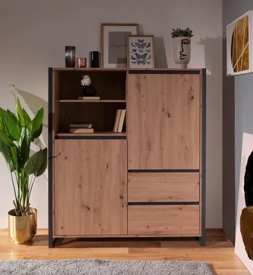 Produktbild von Highboard Denver | Artisan Oak / anthrazit | Industrial Look