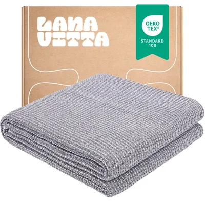 Zdjęcie produktu dla Koc Bawełniany Verbena Narzuta na łóżko Pled Niebieski 200×220 cm