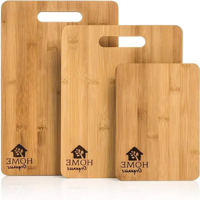 Image de Ensemble de planches à découper - Planches en bambou - Préparation des aliments - Revêtement en silicone antidérapant - 3 tailles - Couleur bois