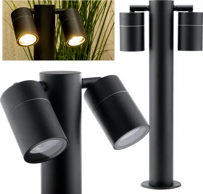 Produktbild von LUMILED Pollerleuchte Außenstehleuchte Stehlampe Außenleuchte Spot Wegeleuchte Gartenleuchte Wegelampe 45cm IP44 schwarz 2x GU10 Fassung verstellbar