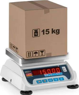 Produktbild von Elektronische Waage - gekalibreert - 6 kg / 2 g - 15 kg / 5 g - 17 x 22 cm - LED - Temperaturmessung