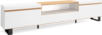 Produktbild von TV-Schrank, Lowboard, 260x35x57 cm, Weiß und Eiche Soft