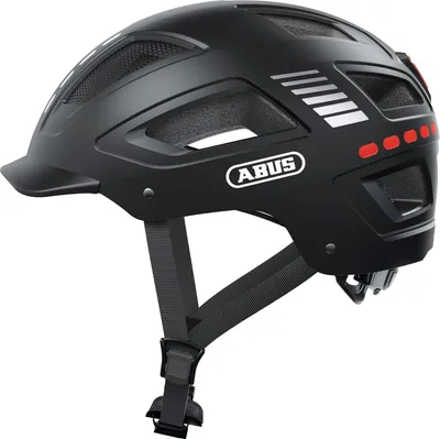 Produktbild von ABUS Fahrradhelm mit Licht - Hyban 2.0 LED - Vorder- und Rücklicht & robuste Hartschale - für Damen und Herren - Schwarz Matt, Größe L (56-61 cm)