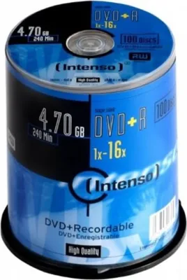 Produktbild von Intenso 4111156, DVD+R, 120 mm, pudełko, 100 sztuk, 4,7 GB