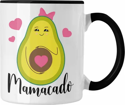 Produktbild von Trendation - Avokado Tasse Geschenk Mamacado Geschenkidee Schwangerschaft Verkünden (Schwarz)