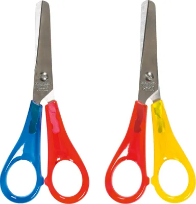 Produktbild von Bastelschere 13cm Linkshänder rund farbig sortiert Packung mit 12 Stück